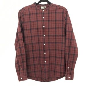 ASOS Shirt Plaid  Red/Black Grandad/No Collar L